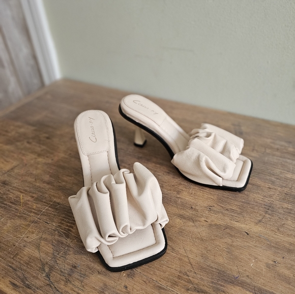 slade ruched mule sandals